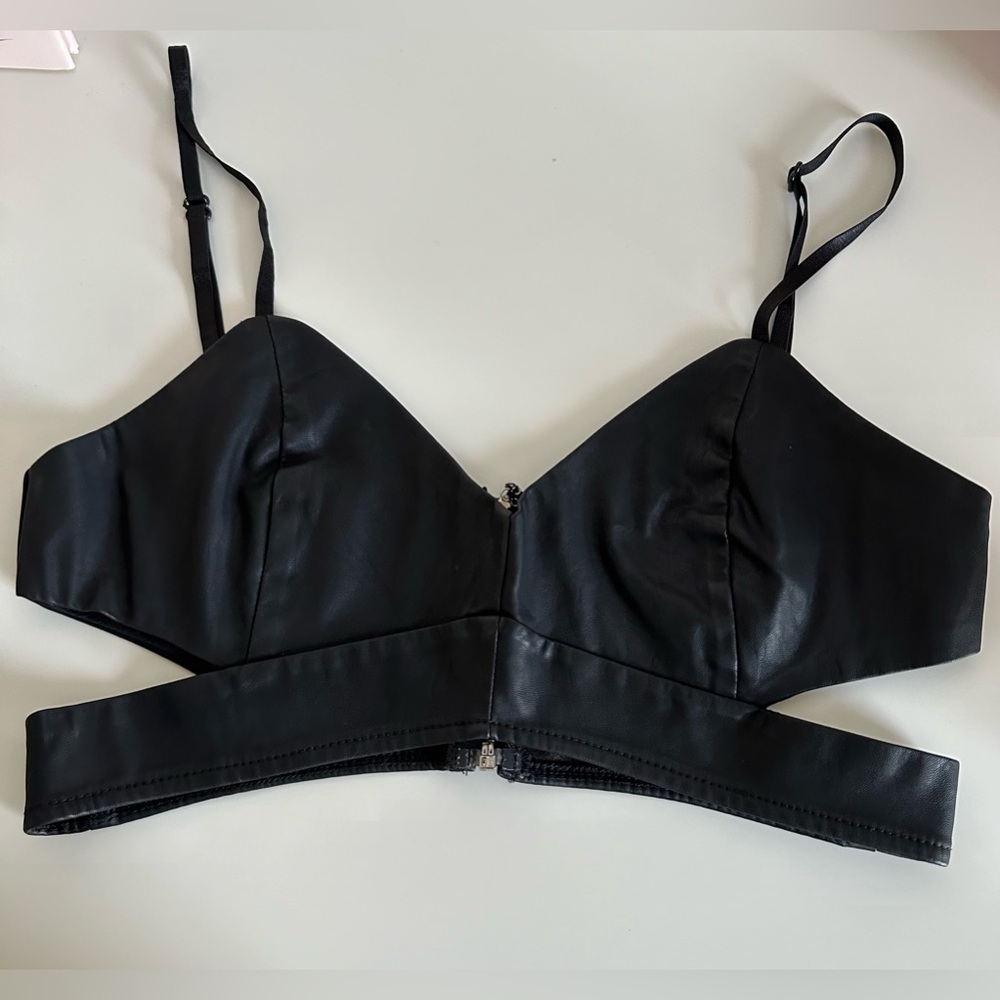 Tobi Faux Leather Bralette Size Small